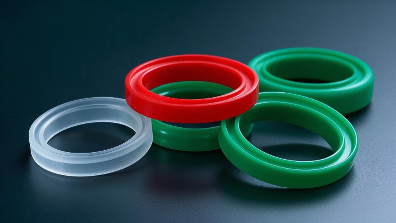 3紅色的綠色的透明的四氟Y型密封圈，比例 16_9