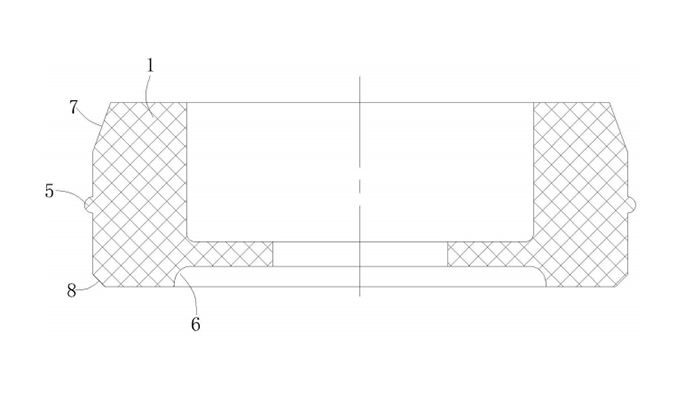 一種耐壓油封件-圖4是本實用新型最初加工時，密封腰部呈平直的薄片狀態(tài)下，耐壓油封件的剖視