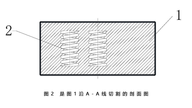 圖2 是圖1沿A-A線切割的剖面圖-一種新型橡膠減震墊-1